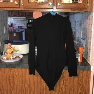 Black ribbed body suit